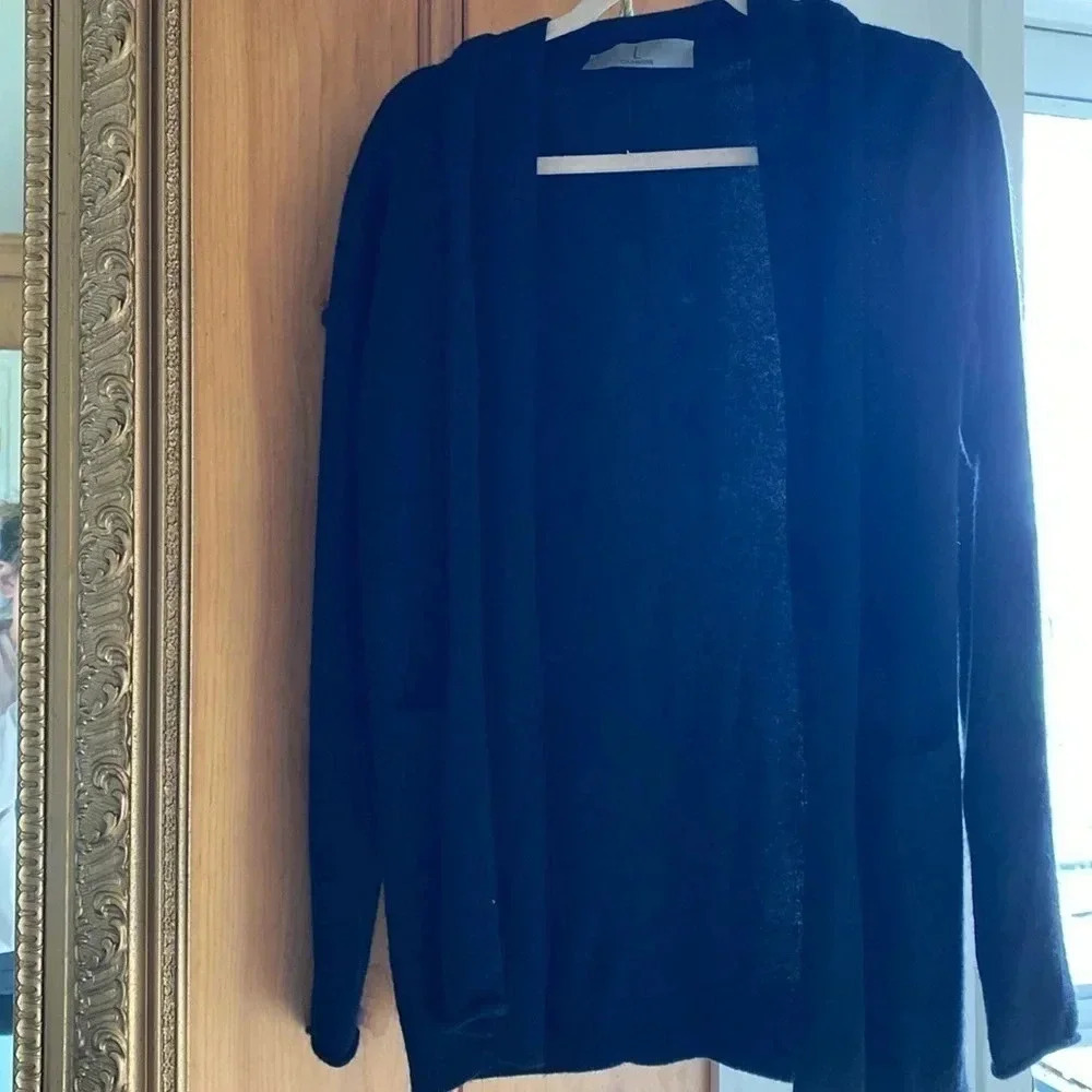 Black 100% cashmere open cardigan women size small made in Italy